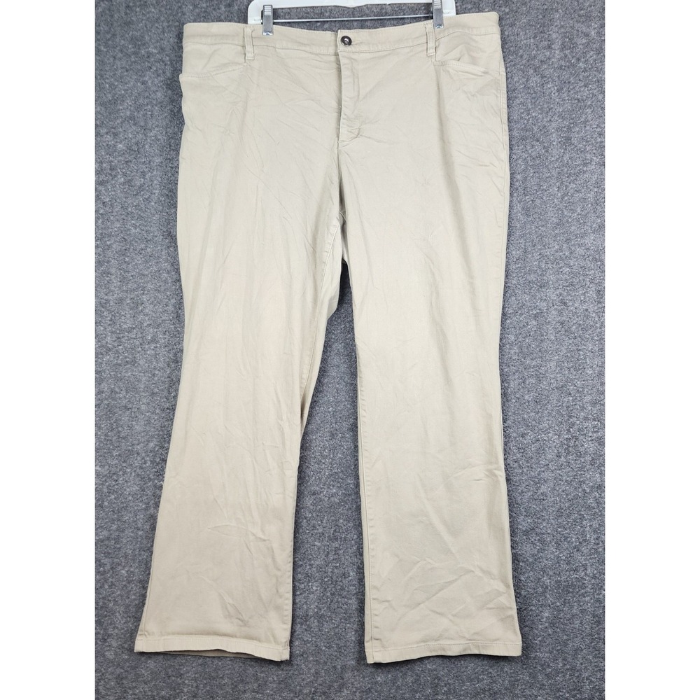 CJ Banks Signature Slimming Trousers Mens 22W‎ Khaki Cotton Blend Straight Pants
